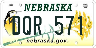 NE license plate DQR571
