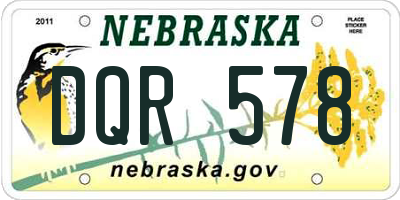 NE license plate DQR578