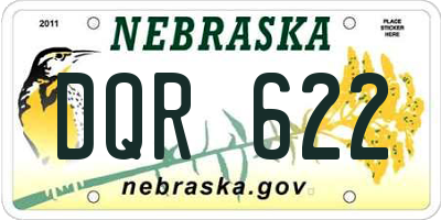 NE license plate DQR622