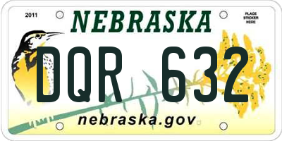 NE license plate DQR632
