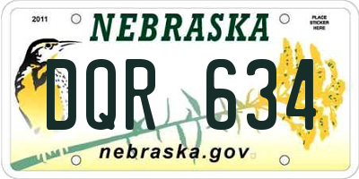 NE license plate DQR634