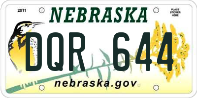NE license plate DQR644