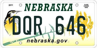 NE license plate DQR646