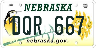 NE license plate DQR667