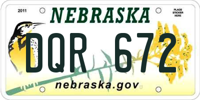 NE license plate DQR672