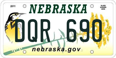 NE license plate DQR690