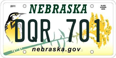 NE license plate DQR701