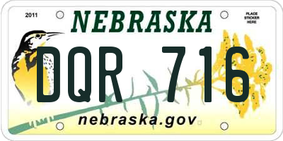 NE license plate DQR716