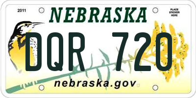 NE license plate DQR720