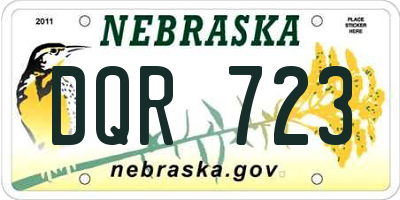 NE license plate DQR723