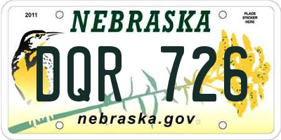 NE license plate DQR726