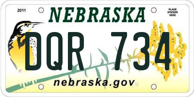 NE license plate DQR734