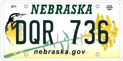 NE license plate DQR736