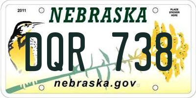 NE license plate DQR738