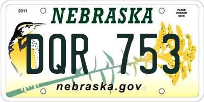 NE license plate DQR753