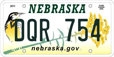 NE license plate DQR754