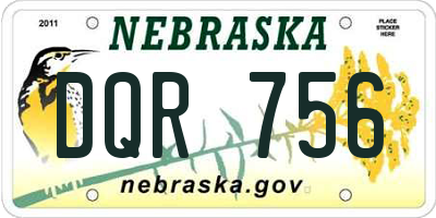 NE license plate DQR756