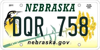 NE license plate DQR758