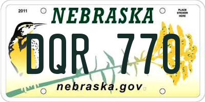 NE license plate DQR770