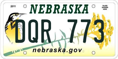 NE license plate DQR773