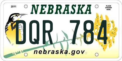 NE license plate DQR784