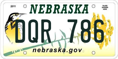NE license plate DQR786