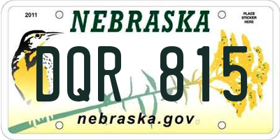 NE license plate DQR815