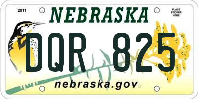 NE license plate DQR825