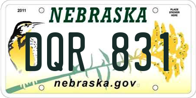 NE license plate DQR831