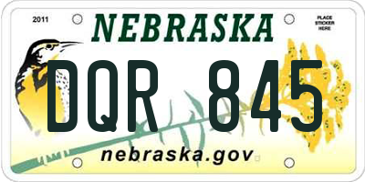 NE license plate DQR845