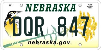 NE license plate DQR847