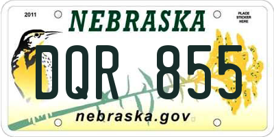 NE license plate DQR855