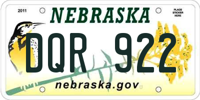 NE license plate DQR922