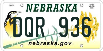 NE license plate DQR936