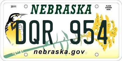 NE license plate DQR954