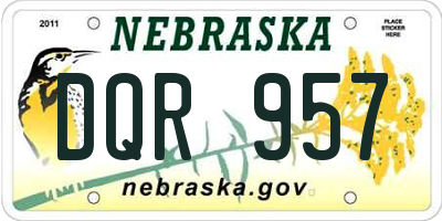 NE license plate DQR957