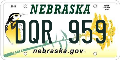 NE license plate DQR959
