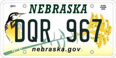 NE license plate DQR967