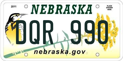 NE license plate DQR990