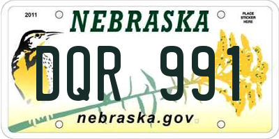 NE license plate DQR991