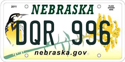 NE license plate DQR996
