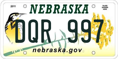 NE license plate DQR997