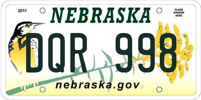 NE license plate DQR998