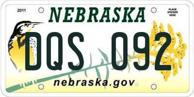 NE license plate DQS092
