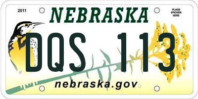 NE license plate DQS113