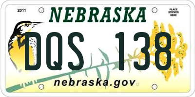 NE license plate DQS138