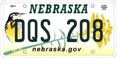 NE license plate DQS208