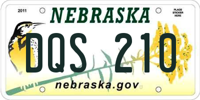 NE license plate DQS210