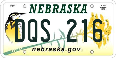NE license plate DQS216
