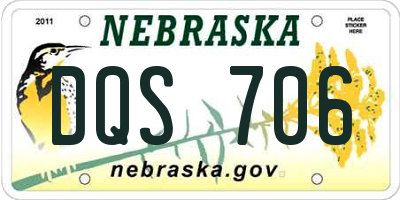 NE license plate DQS706